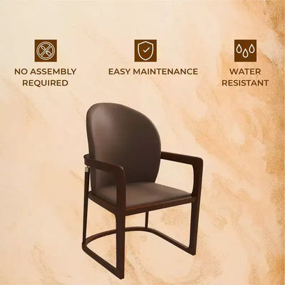LeisureMod Svelta Series Modern Dining Chair with Solid Wood Frame and Leather Upholstery, Comfortable Seating for Dining Rooms