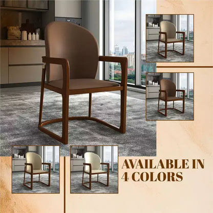 LeisureMod Svelta Series Modern Dining Chair with Solid Wood Frame and Leather Upholstery, Comfortable Seating for Dining Rooms