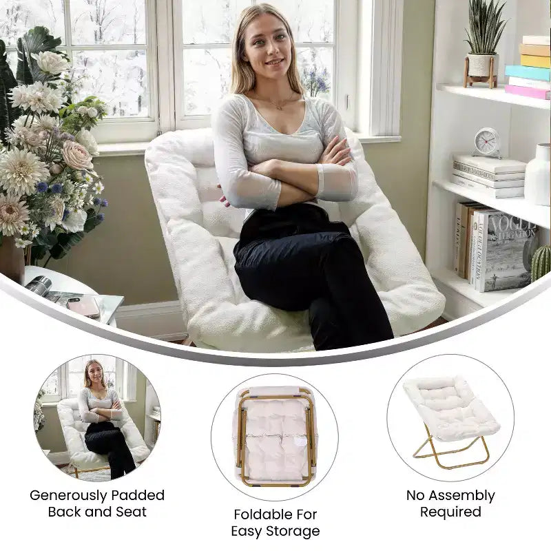 Sedia Pieghevole a Sfera Oversize Emma e Oliver per Dormitorio, Camera da Letto