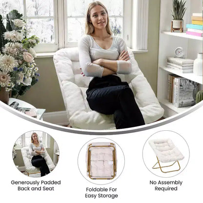 Sedia Pieghevole a Sfera Oversize Emma e Oliver per Dormitorio, Camera da Letto