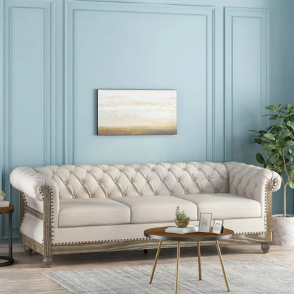 Saragus Chesterfield Sofa with Nailhead Trim by Christopher Knight Home - 85.50  L x 33.25  W x 28.50  H