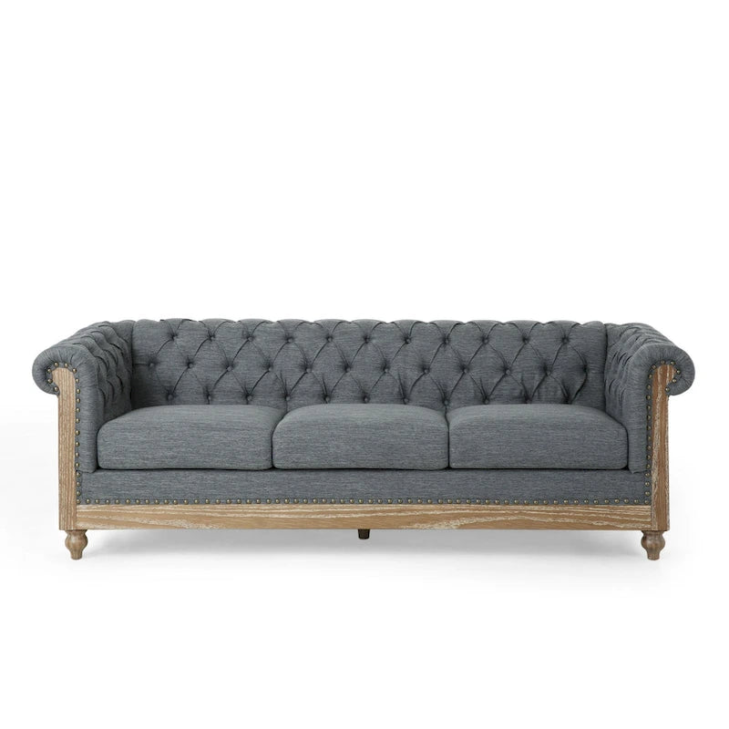 Saragus Chesterfield Sofa with Nailhead Trim by Christopher Knight Home - 85.50  L x 33.25  W x 28.50  H