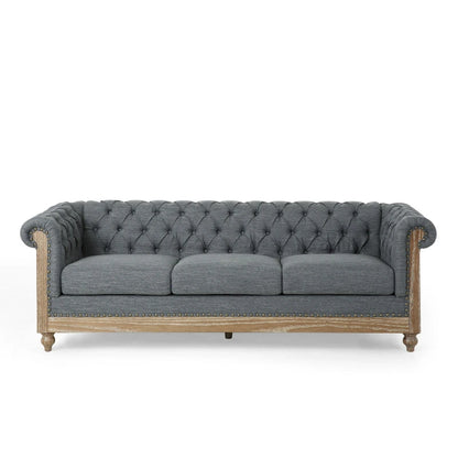 Saragus Chesterfield Sofa with Nailhead Trim by Christopher Knight Home - 85.50  L x 33.25  W x 28.50  H