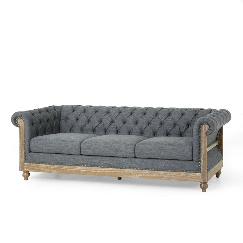 Saragus Chesterfield Sofa with Nailhead Trim by Christopher Knight Home - 85.50  L x 33.25  W x 28.50  H