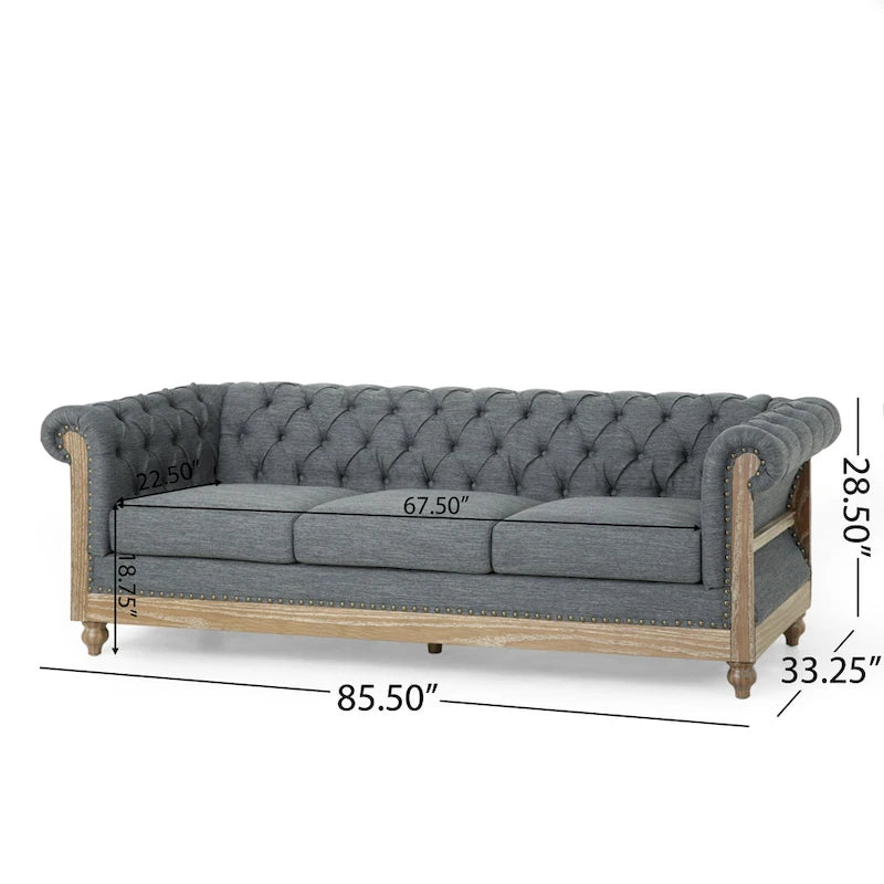 Saragus Chesterfield Sofa with Nailhead Trim by Christopher Knight Home - 85.50  L x 33.25  W x 28.50  H