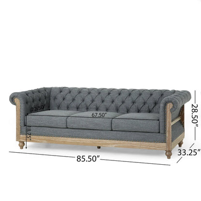 Saragus Chesterfield Sofa with Nailhead Trim by Christopher Knight Home - 85.50  L x 33.25  W x 28.50  H