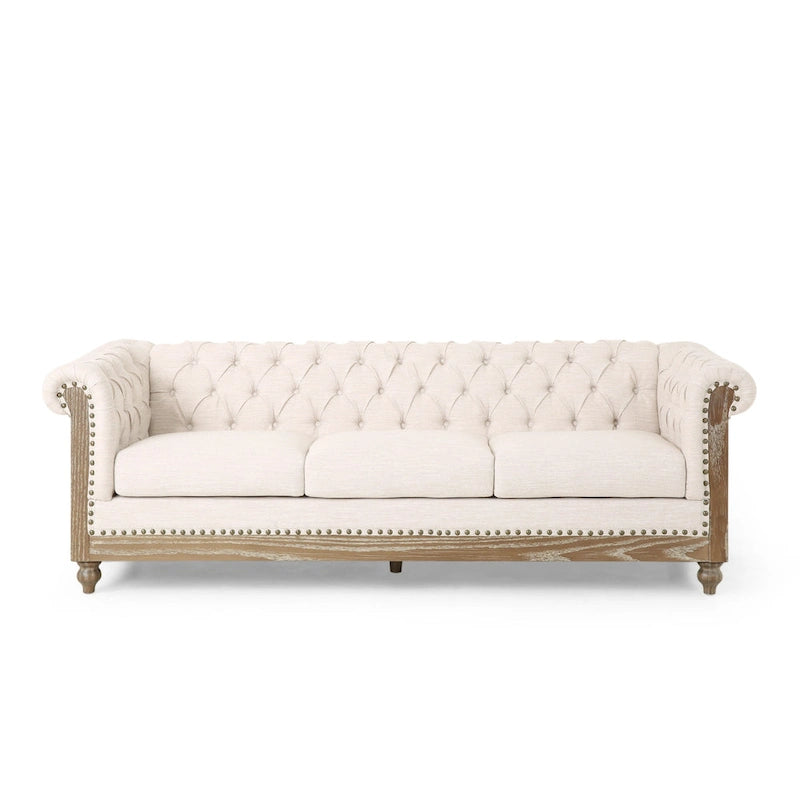 Saragus Chesterfield Sofa with Nailhead Trim by Christopher Knight Home - 85.50  L x 33.25  W x 28.50  H