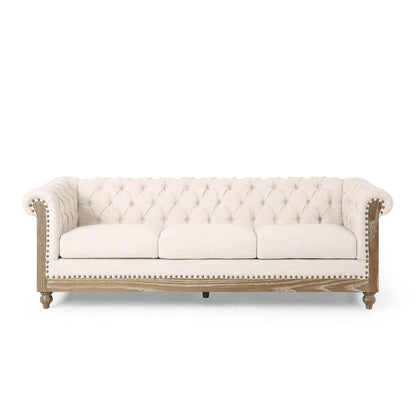 Saragus Chesterfield Sofa with Nailhead Trim by Christopher Knight Home - 85.50  L x 33.25  W x 28.50  H