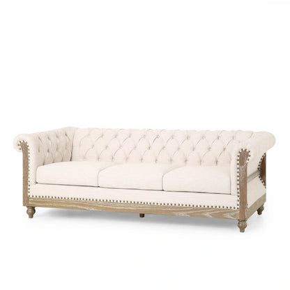 Saragus Chesterfield Sofa with Nailhead Trim by Christopher Knight Home - 85.50  L x 33.25  W x 28.50  H