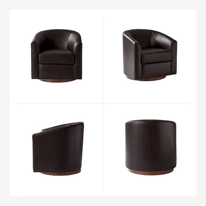 Haley Modern Swivel Barrel Faux Leather Chair with Solid Wood Base Set of 2 by HULALA HOME