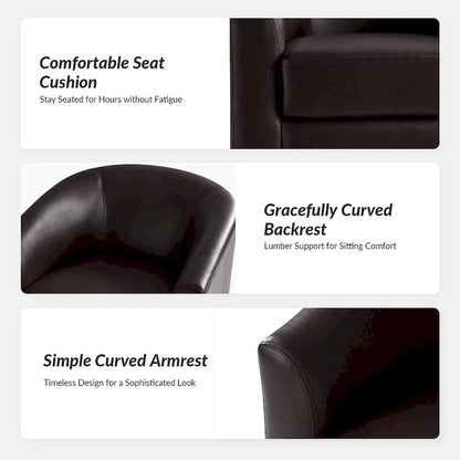 Haley Modern Swivel Barrel Faux Leather Chair with Solid Wood Base Set of 2 by HULALA HOME