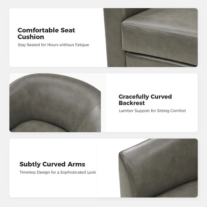 Haley Modern Swivel Barrel Faux Leather Chair with Solid Wood Base Set of 2 by HULALA HOME