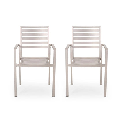 Cape Coral Aluminum Modern Outdoor Dining Chair (Set of 2) by Christopher Knight Home