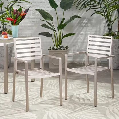Cape Coral Aluminum Modern Outdoor Dining Chair (Set of 2) by Christopher Knight Home