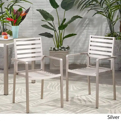 Cape Coral Aluminum Modern Outdoor Dining Chair (Set of 2) by Christopher Knight Home