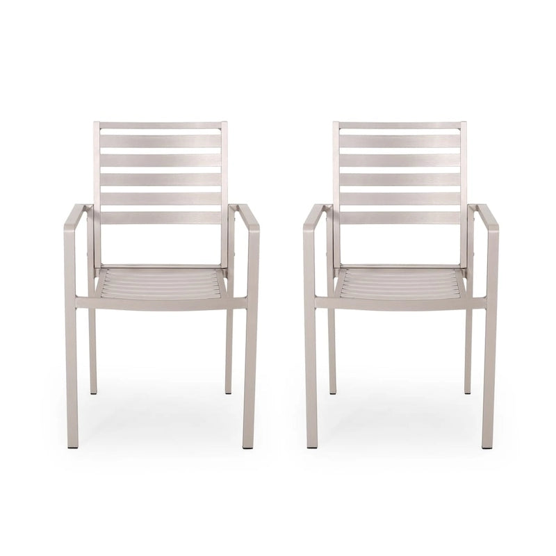 Cape Coral Aluminum Modern Outdoor Dining Chair (Set of 2) by Christopher Knight Home