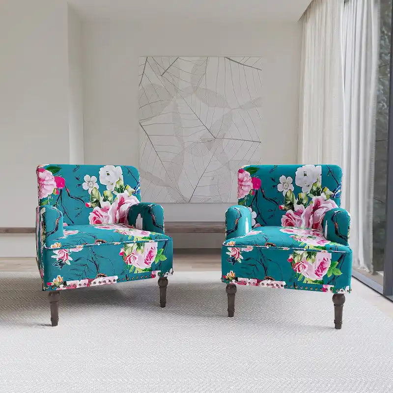 Set of 2 Traditional Upholstered Stripe Accent Chair for Living Room