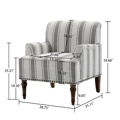 Set of 2 Traditional Upholstered Stripe Accent Chair for Living Room