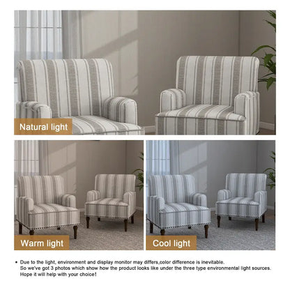 Set of 2 Traditional Upholstered Stripe Accent Chair for Living Room