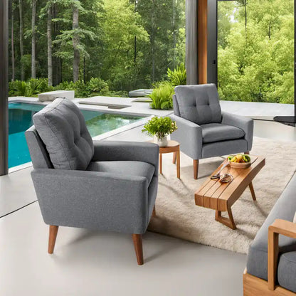 Homall Accent Chair Modern Fabric Upholstered Arm Chair Wood Legs Lounge Chair for Living Room