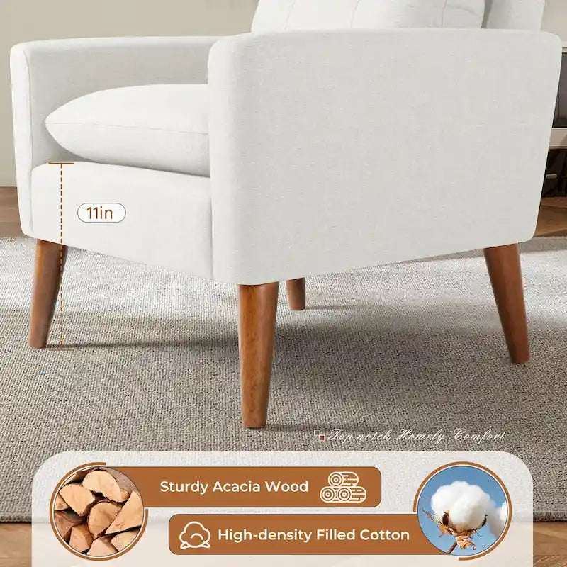 Homall Accent Chair Modern Fabric Upholstered Arm Chair Wood Legs Lounge Chair for Living Room