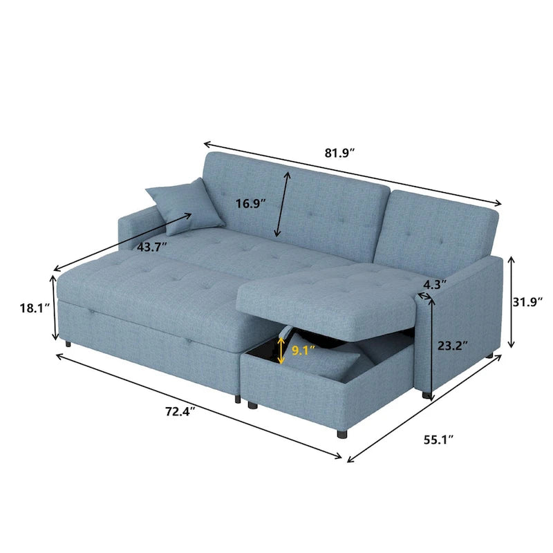 82  Wide Reversible Sleeper Sofa & Chaise