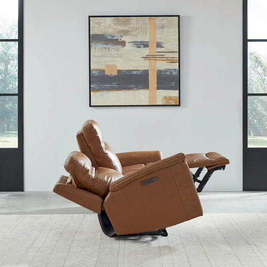 Cooper Leather Dual Power Reclining Sofa - Camel