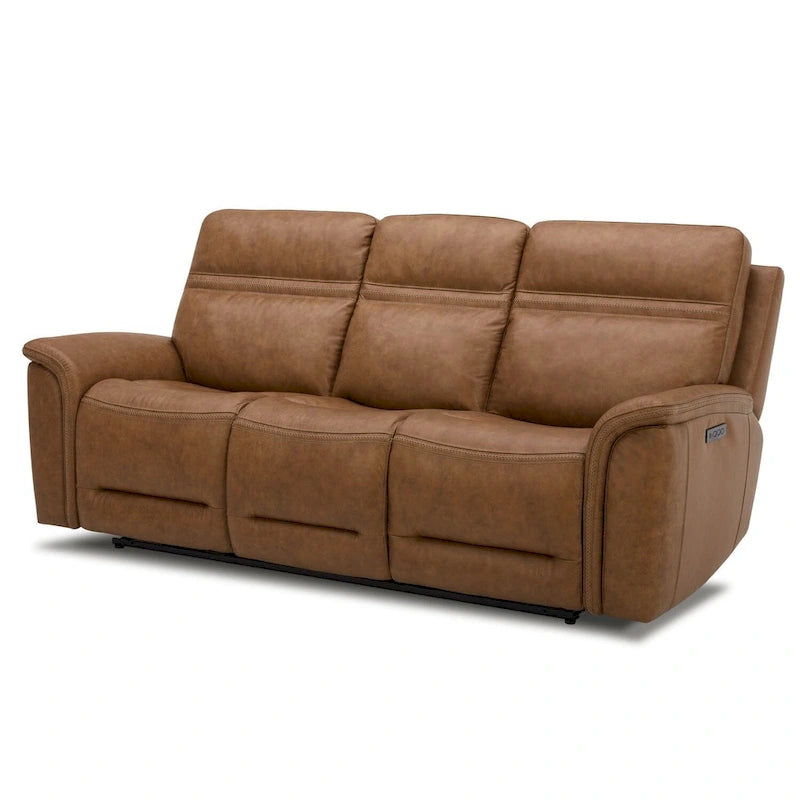 Cooper Leather Dual Power Reclining Sofa - Camel