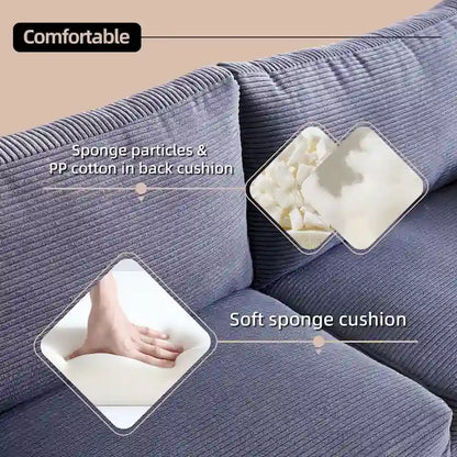 HOOOWOOO Mid-Century Modern Upholstered Sofa Couch with Rolled Pillows