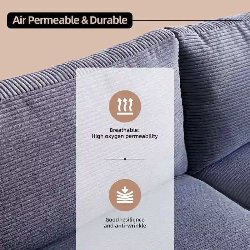 HOOOWOOO Mid-Century Modern Upholstered Sofa Couch with Rolled Pillows