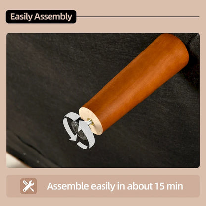 HOOOWOOO Mid-Century Modern Upholstered Sofa Couch with Rolled Pillows