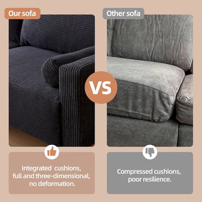 HOOOWOOO Mid-Century Modern Upholstered Sofa Couch with Rolled Pillows