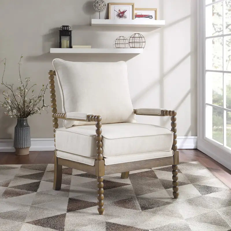 Fletcher Spindle Chair in Fabric with Brushed Charcoal Finish