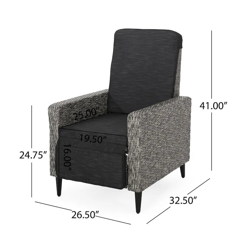 Murdock Outdoor Wicker Outdoor Recliner with Cushion by Christopher Knight Home