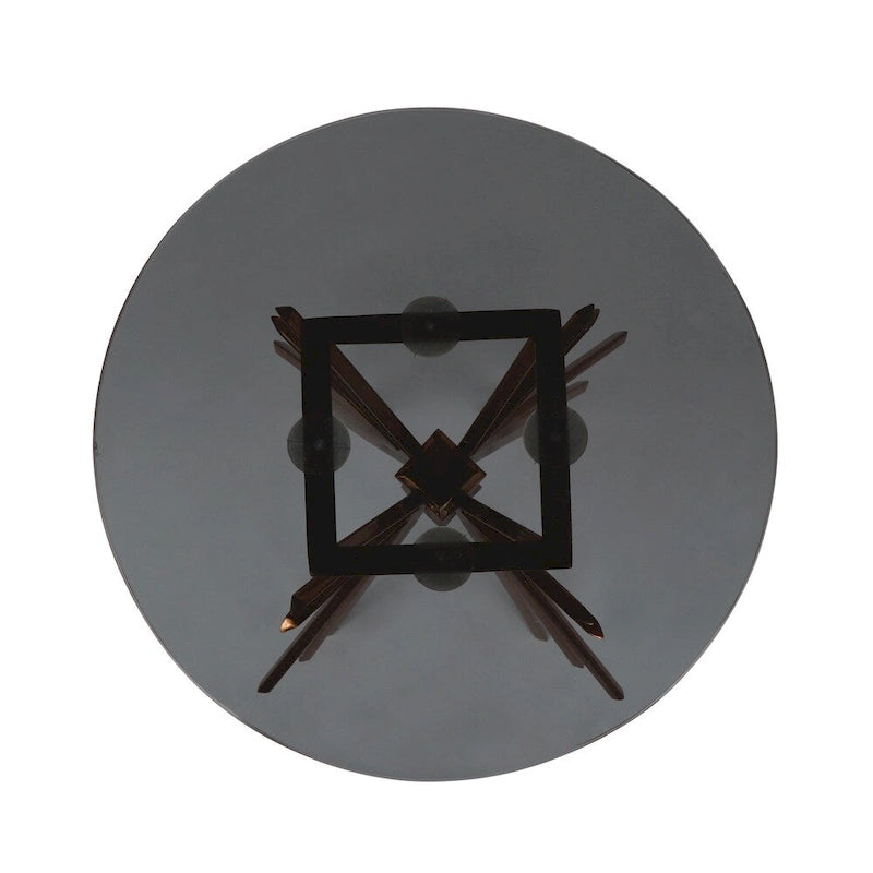 Helios Modern Glam Handcrafted Sunburst Accent Table with Tempered Glass Top by Christopher Knight Home