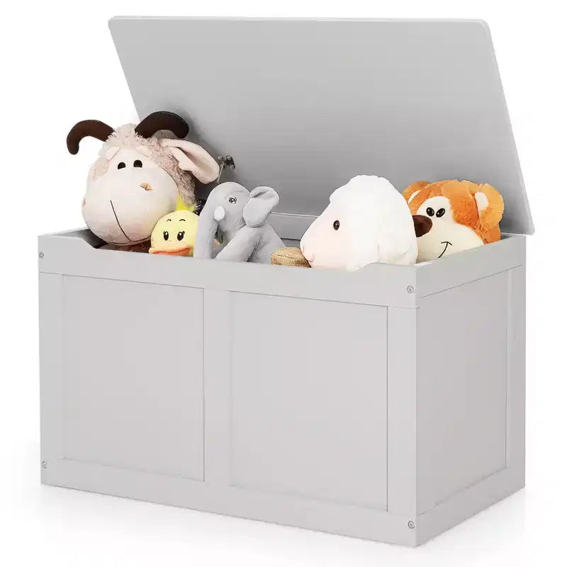 Costway Wooden Toy Box Kids Storage Chest Bench W/ Flip-Top Lid & Safety Hinge