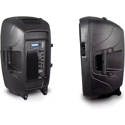 Pyle 15 Bluetooth PA Speaker System with Wired Microphone & Speaker Stand - Black