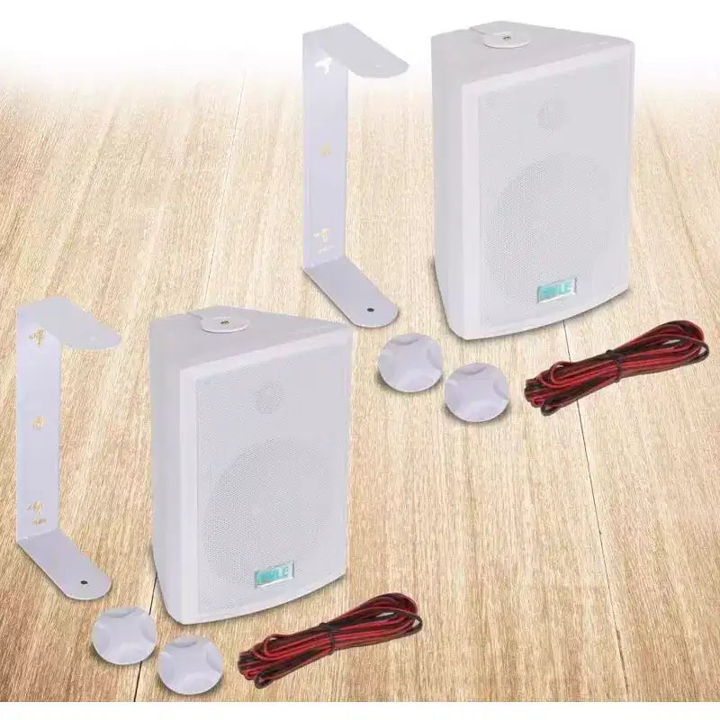 6.5 Waterproof Wall Mount Speakers for Outdoor Use with 350W Max Power, Dual Speakers, White, Pair