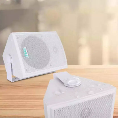 6.5 Waterproof Wall Mount Speakers for Outdoor Use with 350W Max Power, Dual Speakers, White, Pair