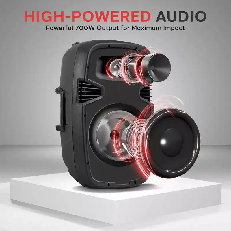 Active Passive PA Loudspeaker System for Streaming with Bluetooth, Wired Microphone, 2 Stands, 700W Power