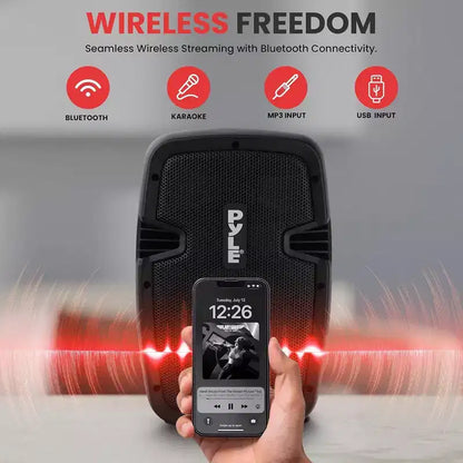 Active Passive PA Loudspeaker System for Streaming with Bluetooth, Wired Microphone, 2 Stands, 700W Power
