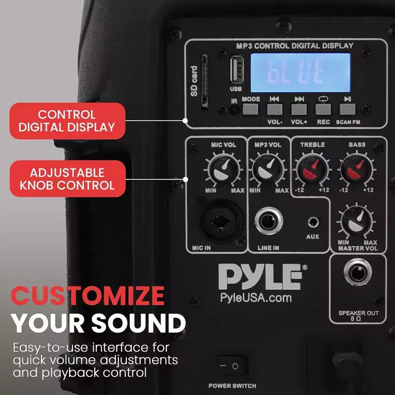 Active Passive PA Loudspeaker System for Streaming with Bluetooth, Wired Microphone, 2 Stands, 700W Power