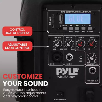 Active Passive PA Loudspeaker System for Streaming with Bluetooth, Wired Microphone, 2 Stands, 700W Power