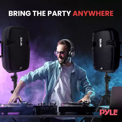 Active Passive PA Loudspeaker System for Streaming with Bluetooth, Wired Microphone, 2 Stands, 700W Power