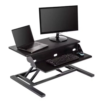 Stand Up Desk Store AirRise Pro Two Tier Standing Desk Converter Monitor Stand with Built-In Keyboard Tray (White, 32 Wide)