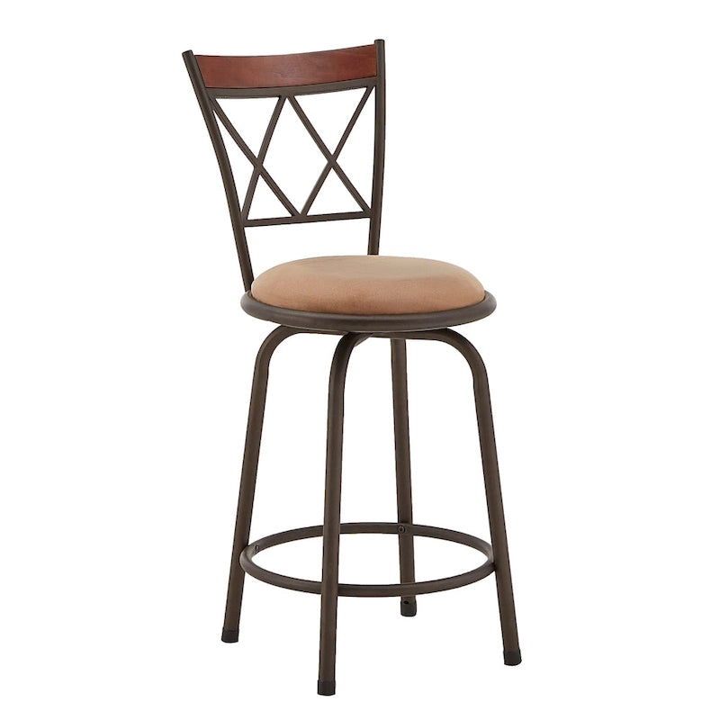 Sgabelli in metallo e legno con schienale a X regolabili Verona, finitura bronzo, confezione da 3, di iNSPIRE Q Classic