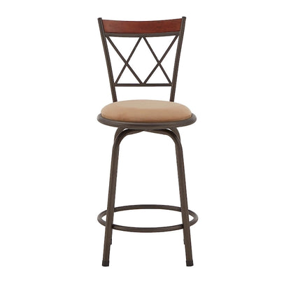Sgabelli in metallo e legno con schienale a X regolabili Verona, finitura bronzo, confezione da 3, di iNSPIRE Q Classic