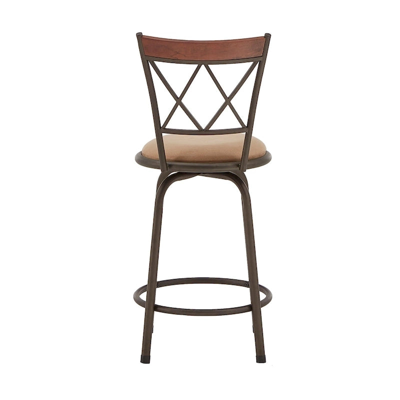 Sgabelli in metallo e legno con schienale a X regolabili Verona, finitura bronzo, confezione da 3, di iNSPIRE Q Classic