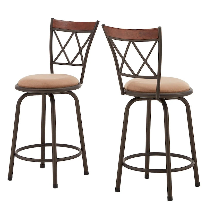Sgabelli in metallo e legno con schienale a X regolabili Verona, finitura bronzo, confezione da 3, di iNSPIRE Q Classic