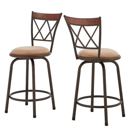 Sgabelli in metallo e legno con schienale a X regolabili Verona, finitura bronzo, confezione da 3, di iNSPIRE Q Classic